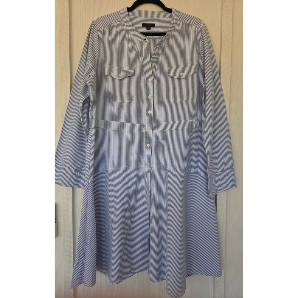 J.Crew Oxford Cotton A-Line Shirt Dress Sz 16 Preppy Coastal New England Classic